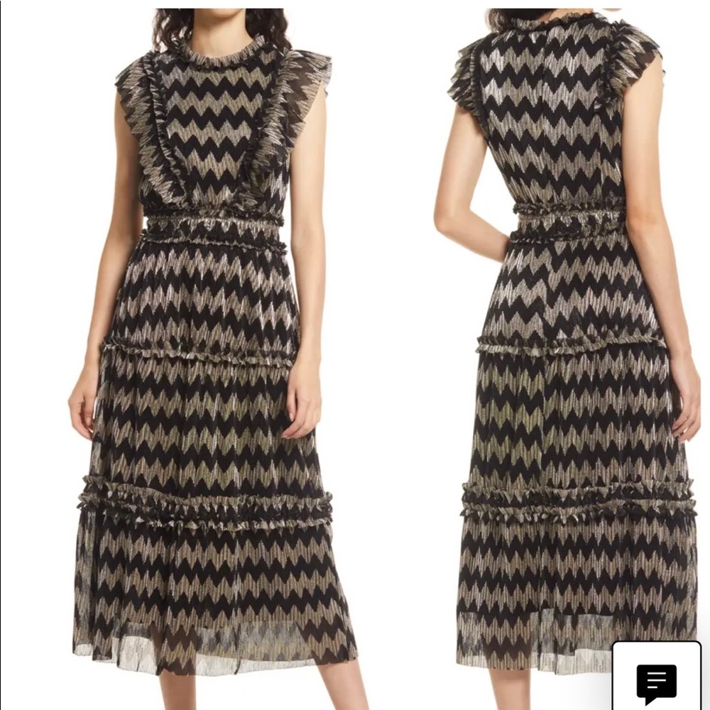 Agatha metallic pleated dress